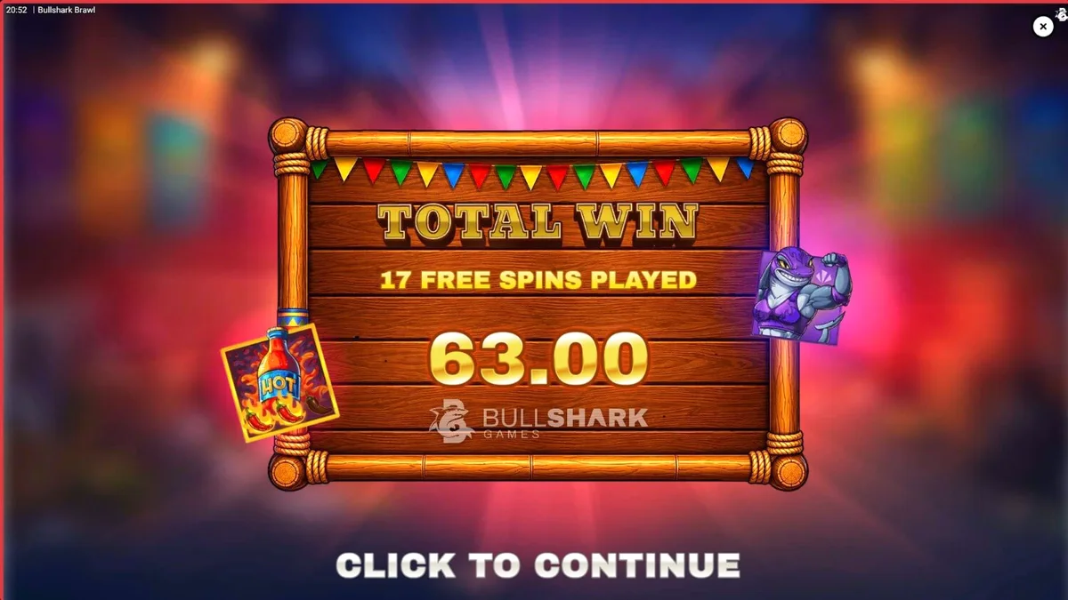 Tampilan visual slot Bullshark Brawl dengan karakter hiu luchador di arena gulat bawah air.